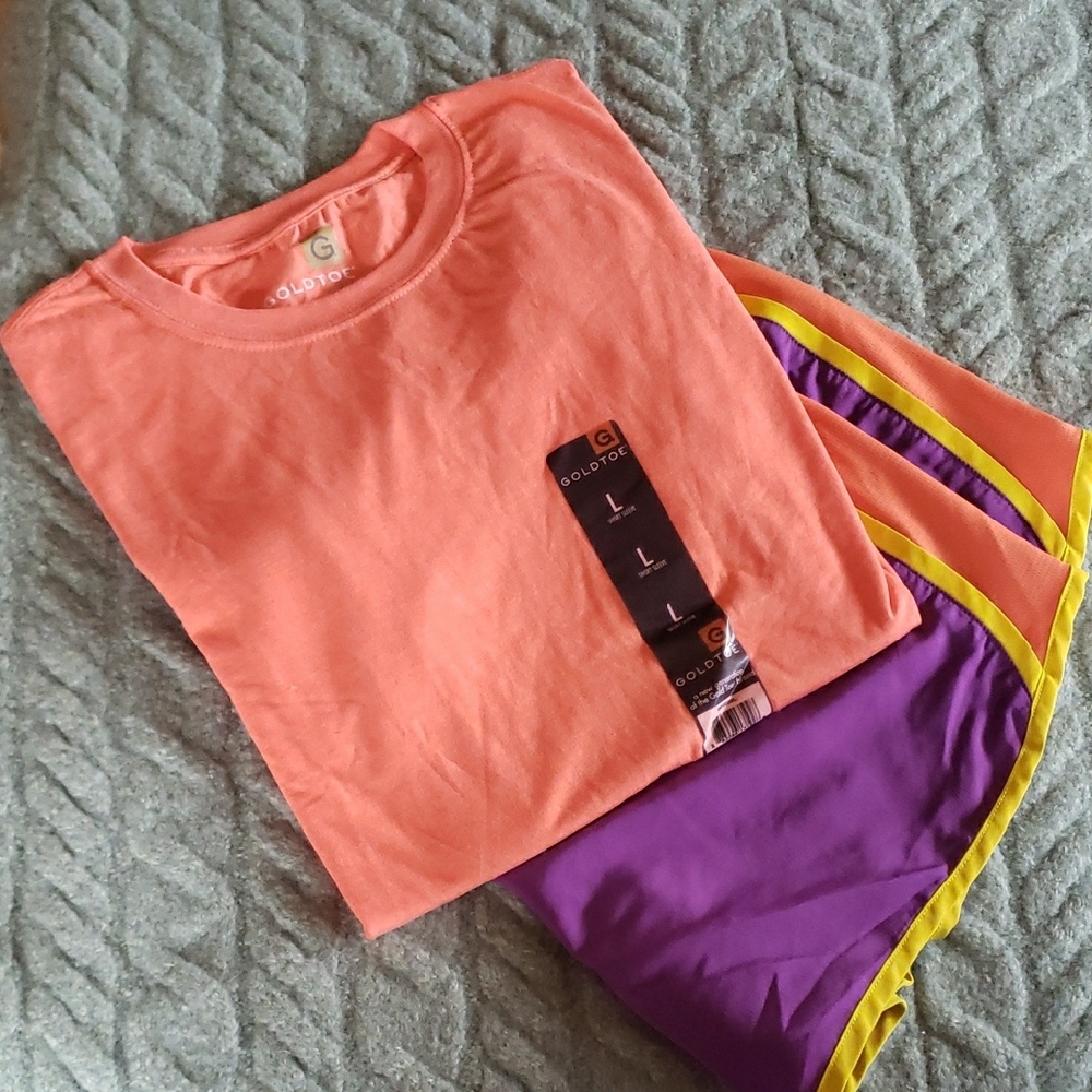 Golojoy Orange T-Shirt and Purple Shorts Set